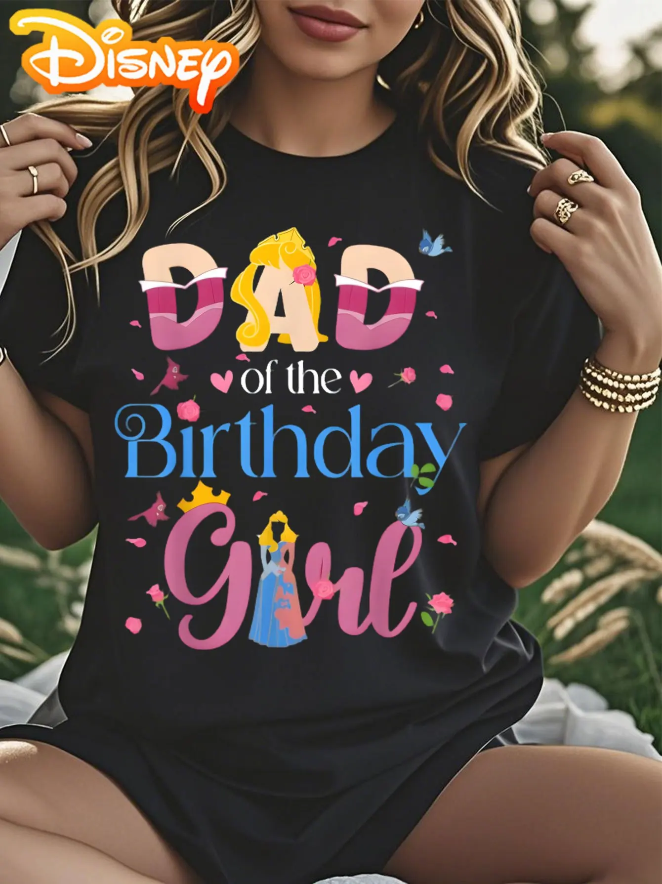 

Disney Dad Birthday Graphic 100% T-shirt for Women, Disney Comfortable Short Sleeves T-shirt With