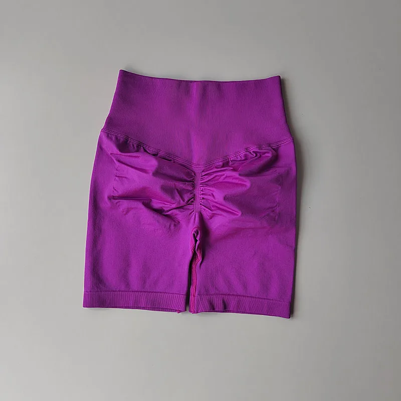 Pfirsichfarbene Fitness-Shorts mit hoher Taille, schnelltrocknend, atmungsaktiv, für das Training, Po-Lifting, eng anliegende Sport-Yoga-Dreiviertelhose – Detail 6