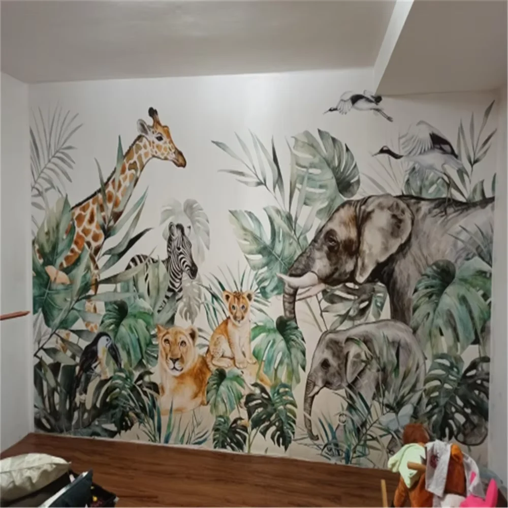 custom Southeast Asian animals wallpaper bedroom Room wallpapers for living room Background Wall paper Home Decoration Stickers