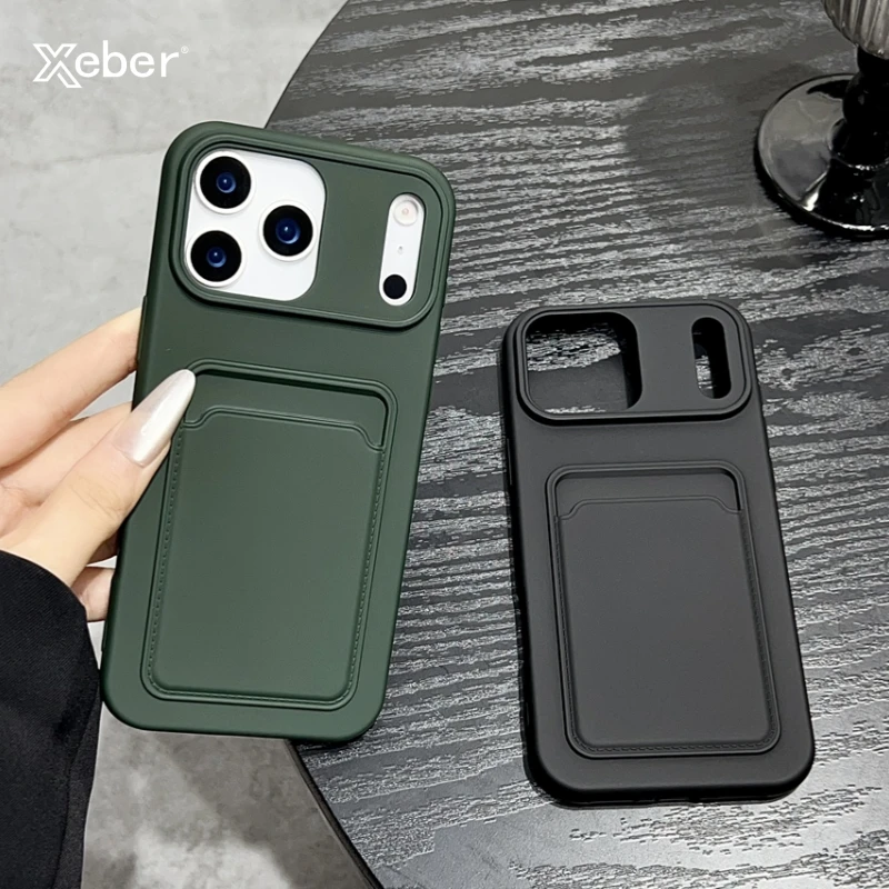 กันกระแทกนุ่มTPUเคสโทรศัพท์สําหรับiPhone 17 Air 16 15 14 13 12 11 Pro Max Plus XS XRซิลิโคนกระเป๋าสตางค์ผู้ถือบัตร