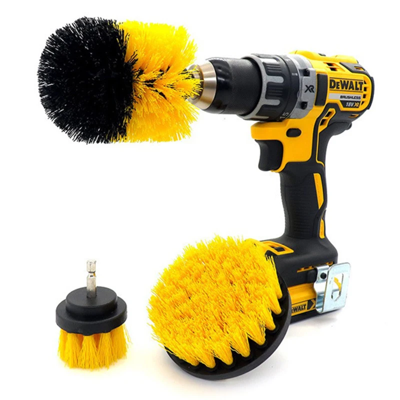 3Pcs Electric Drill Cleaning Brush Set Rotary Cleaning Brush Car Tires Kitchen Bathroom Carpet Brushes Cleaning Tools