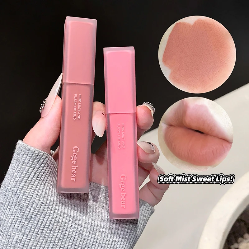 طين الشفاه Gege Bear مسحوق الرذاذ ليس من السهل الالتصاق على الكوب، سهل التلوين، طلاء شفاه أبيض غير لامع، عادي وسلس #2