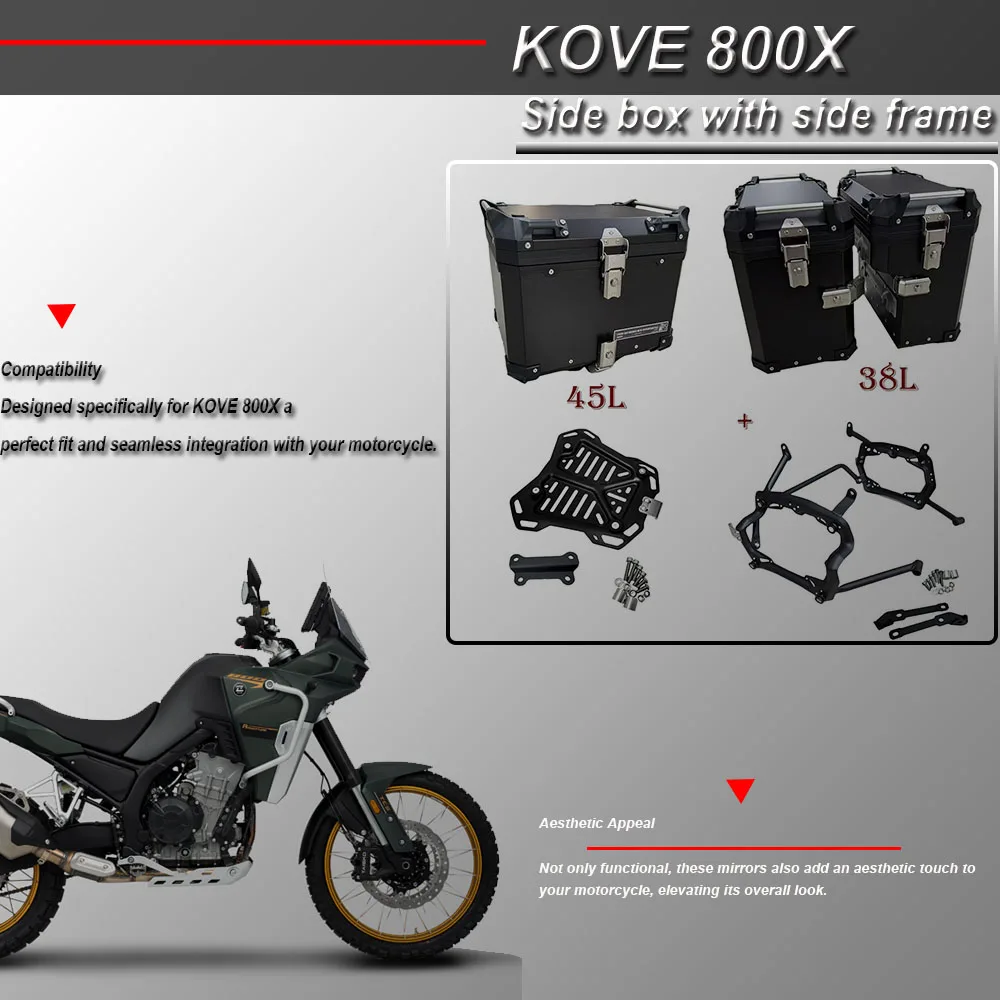 Suitable for KOVE 800X Rally800X Kove800X three-box luggage side boxes, tail box aluminum alloy luggage