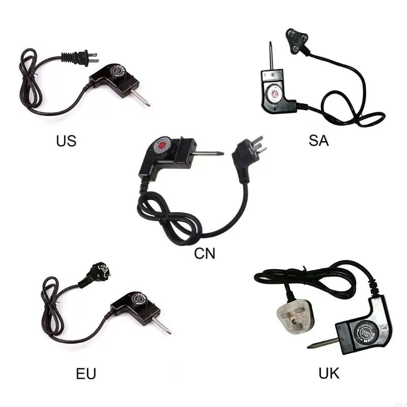 

W8KB Electric Baking Pan Thermostat Control Cord US/UK/EU/CN Plug Power Cable Durable