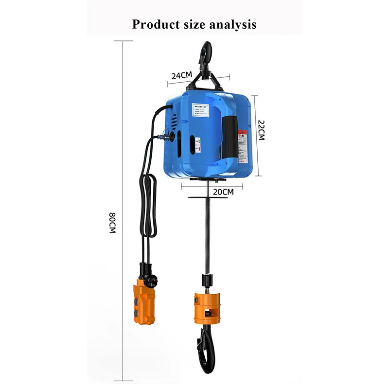 Portable Electric Hoist Electric Winch Wireless Remote Control 220V Small Crane Home Decoration Crane Portable Lifting Winch