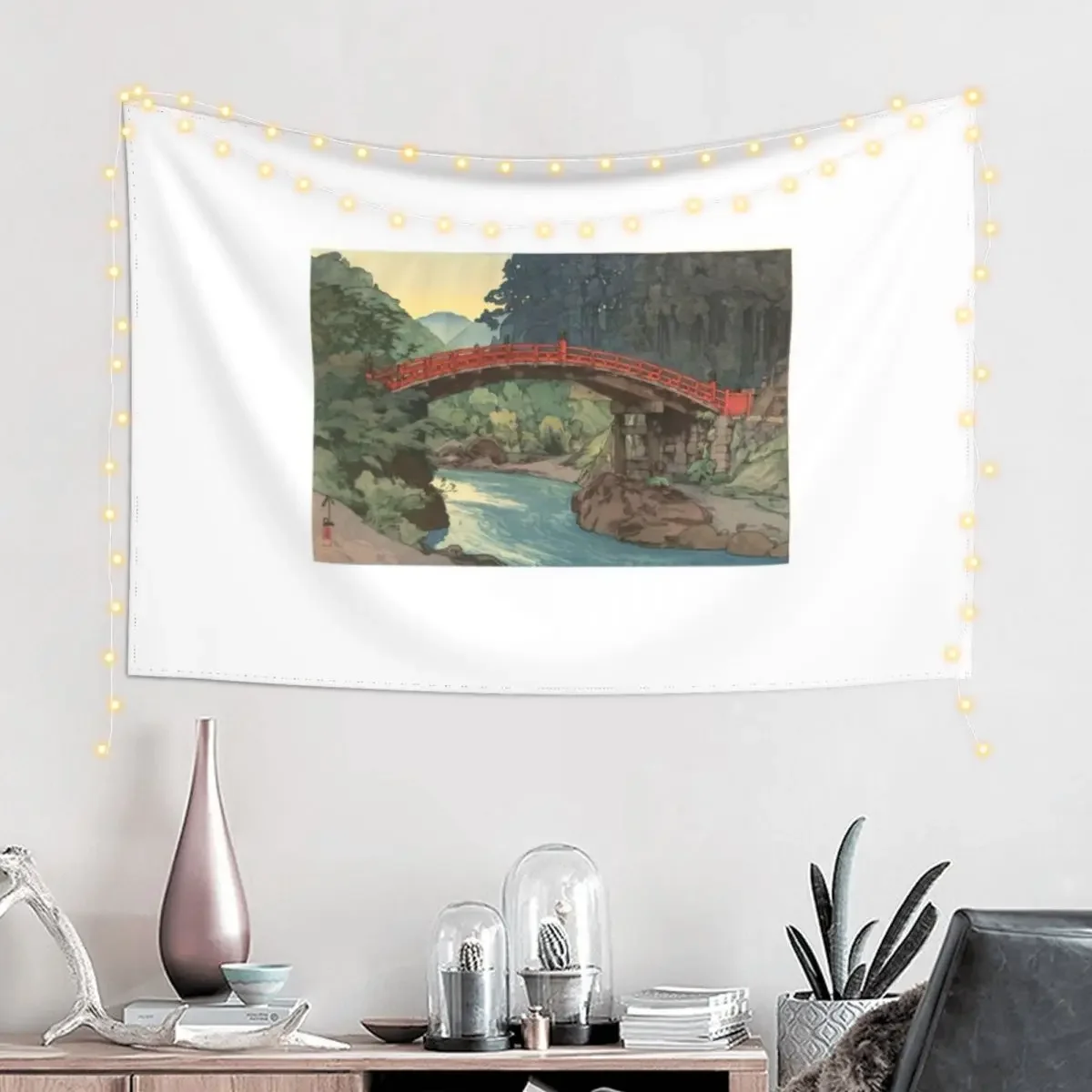 Sacred Bridge in Nikko Hiroshi Yoshida Hanga Art Tapestry Funny Things To The Room Home Decorations Wallpaper Tapestry