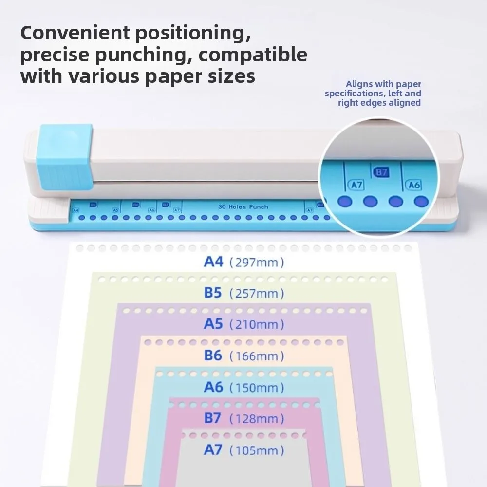 คุณภาพสูง 30 รูกระดาษเจาะเครื่องที่มีประสิทธิภาพน้ําหนักเบา Hole Punch เอกสาร COLLAR Punching Machine อุปกรณ์สํานักงาน