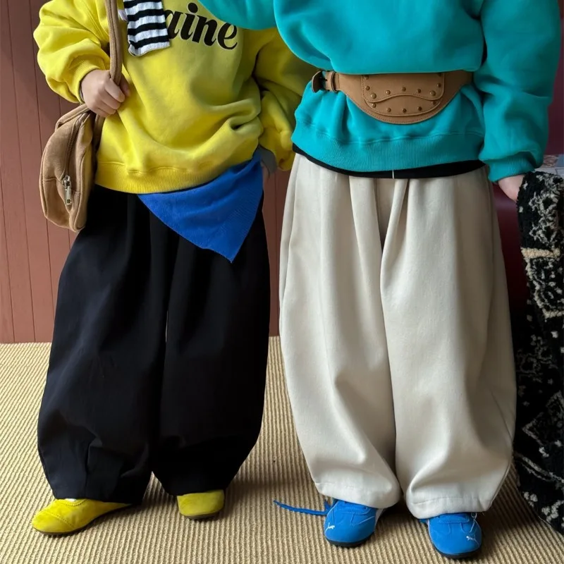 

Boys Pant 2025 Autumn Winter Korean Style Fashion Daily Casual Versatile Minimalist Thick Warm Long Solid Color Pant
