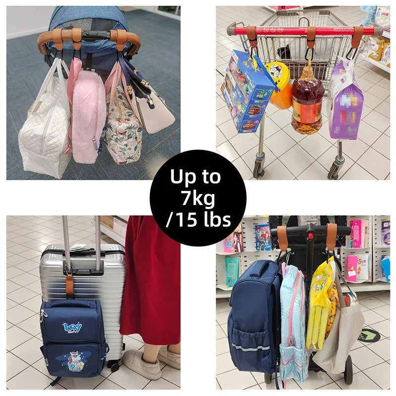 1/2 قطعة بولي Leather الجلود الطفل حقيبة عربة هوك عربة تدوير 360 درجة تدوير العربة المنظم عربة هوك الكروشيه عربة اكسسوارات