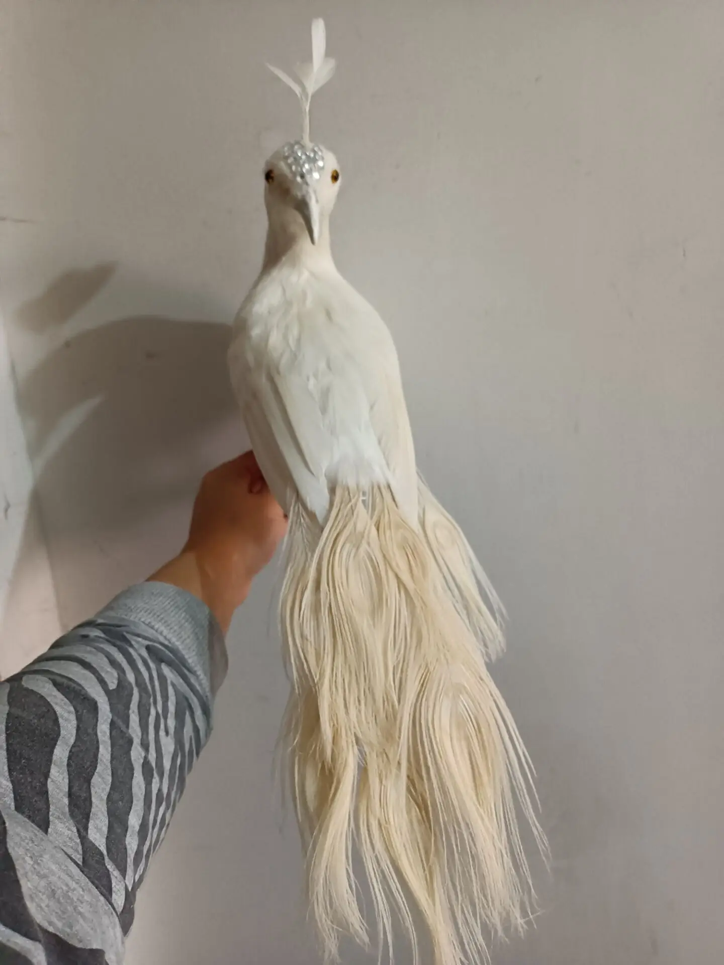 Nova espuma & pena pavão branco modelo vida real bonito pavão boneca presente cerca de 45cm t2568