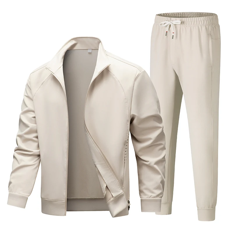 Men's Spring Autumn Track Suit 2 Piece Set Stand Collar Jacket with Pants Casual Sports Running Outfit Matching Athletic Wear view 5