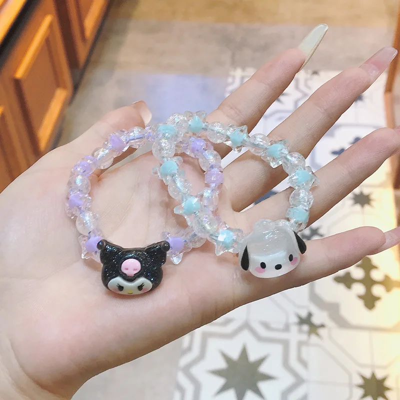 Cinnamoroll Kuromi My Melody Cartoon Bonito Cristal Casal Pulseira Anime Brinquedos para Menina Presente de Aniversário