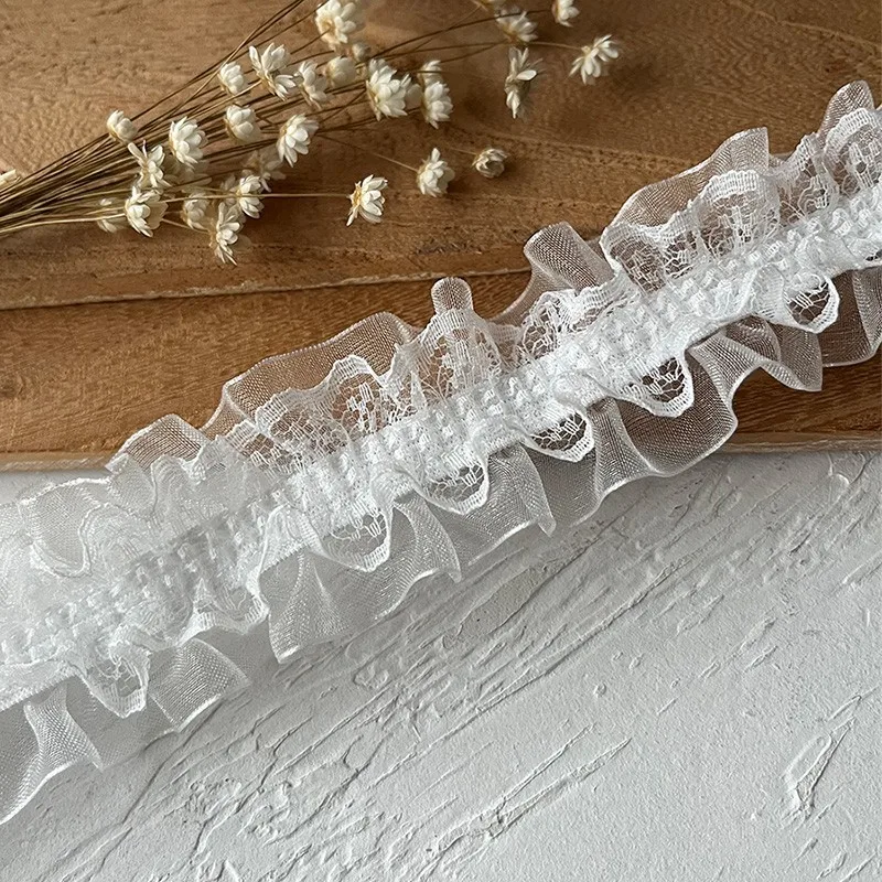 

2-метровые двухслойные плиссированные эластичные кружевные аксессуары для одежды, материалы ручной работы, украшение на воротник и манжеты