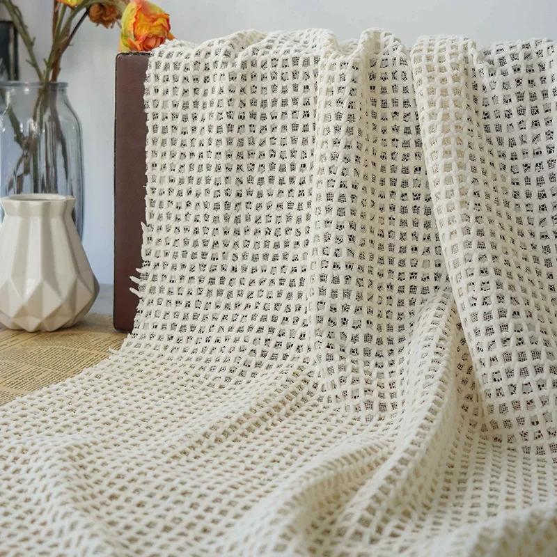 

Simple small checkered solid color embroidery hollow lace fabric for dresses, bags, home decoration, fashion designer fabric