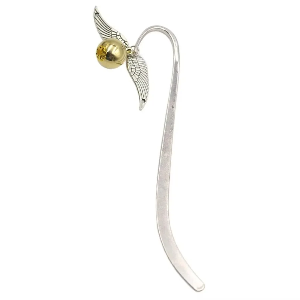 

Delicate Handcrafted Gift Wing Snitch Bookmark with Wings Ball Pendant Metal Book Page Markers Pagination Mark Students
