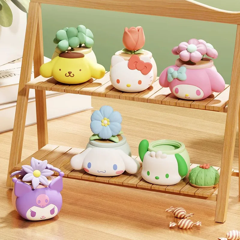 

Sanrio персонажи семейные украшения в горшках серия слепая коробка Kuromi Hello Kitty Pom Pom Purin Pochacco аниме фигурка модель игрушка кукла