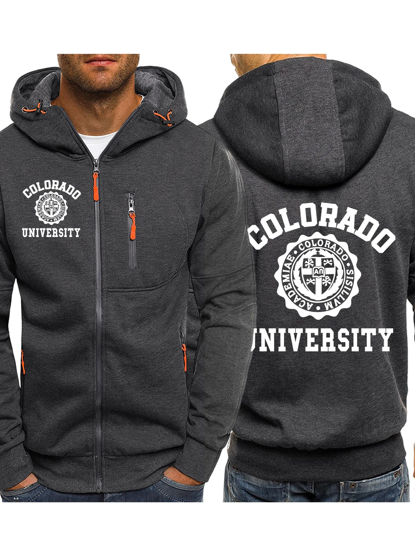 

Colorado University Print Zipper Hoodie Men Autumn Loose Hoody Casual Fleece Sweatshirt Fashion Personality All-Match Coat