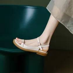 Women's Summer Sandals 2024 Ladies Luxury Elegant Artificial Leather Barefoot Shoes For Women Outdoor Fashion Low Heels Sandals