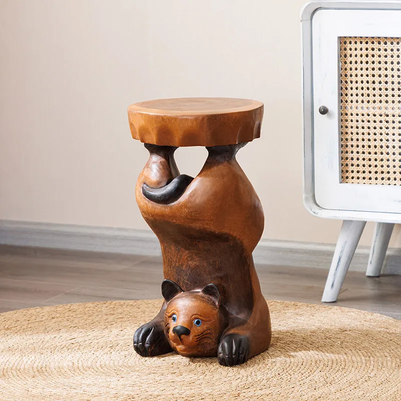 Thai solid wood animal stool cat stool