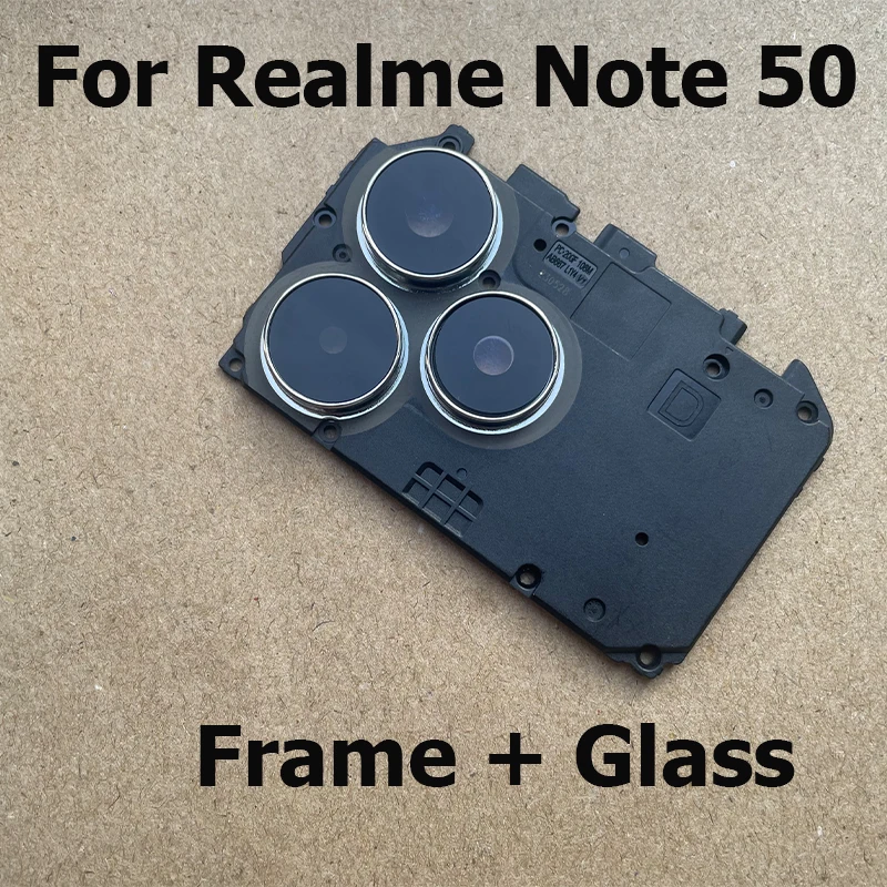 Rear Back Camera Lens Glass For Realme Note 50 Camera Glass Cover With Frame Holder Replacement Parts RMX3834