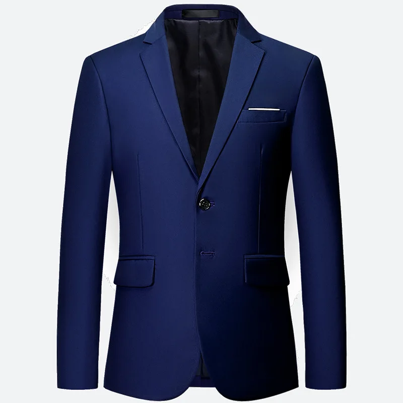 

KIDWHXR Blazer Man Turn Down Collar Single-breasted Male Suit Coat Solid Color Long Sleeve Pocket Versatile Casual Men Outerwear