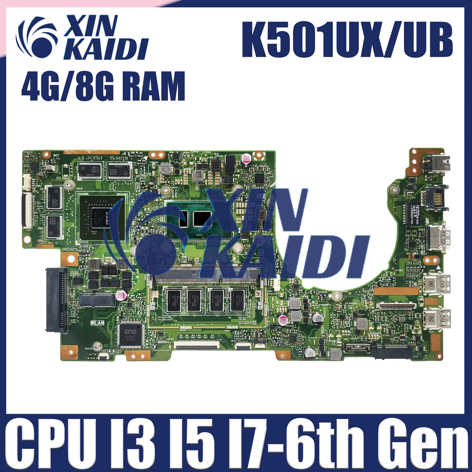 

K501UX Материнская плата для ноутбука ASUS K501UB K501UQ A501U U5000 K501UXM Материнская плата для ноутбука Процессор I3 I5 I7 6-го поколения 4G/8G RAM DDR3