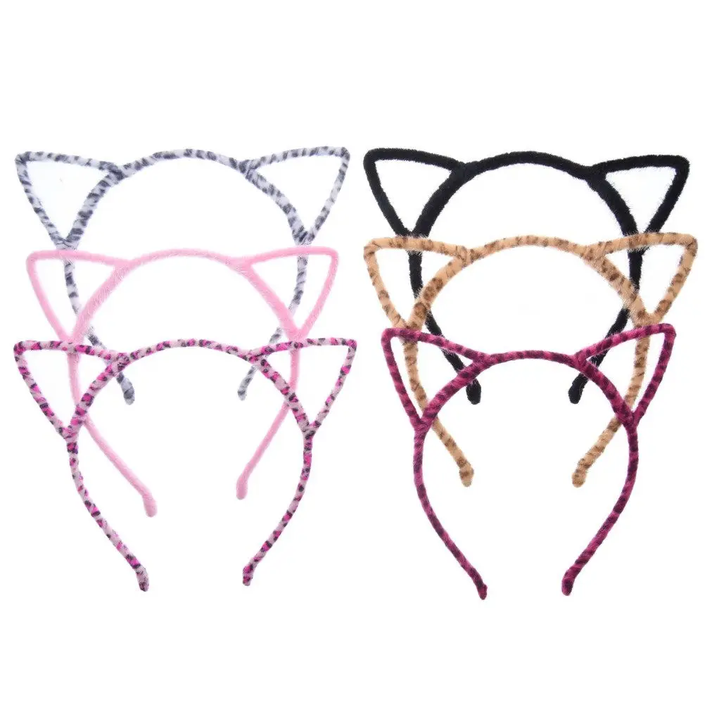 

6pcs Cat Ear Headband For Women Girls Cute Hair Hoop Soft Party Birthday Halloween Christmas Club Wear Hair Accessory