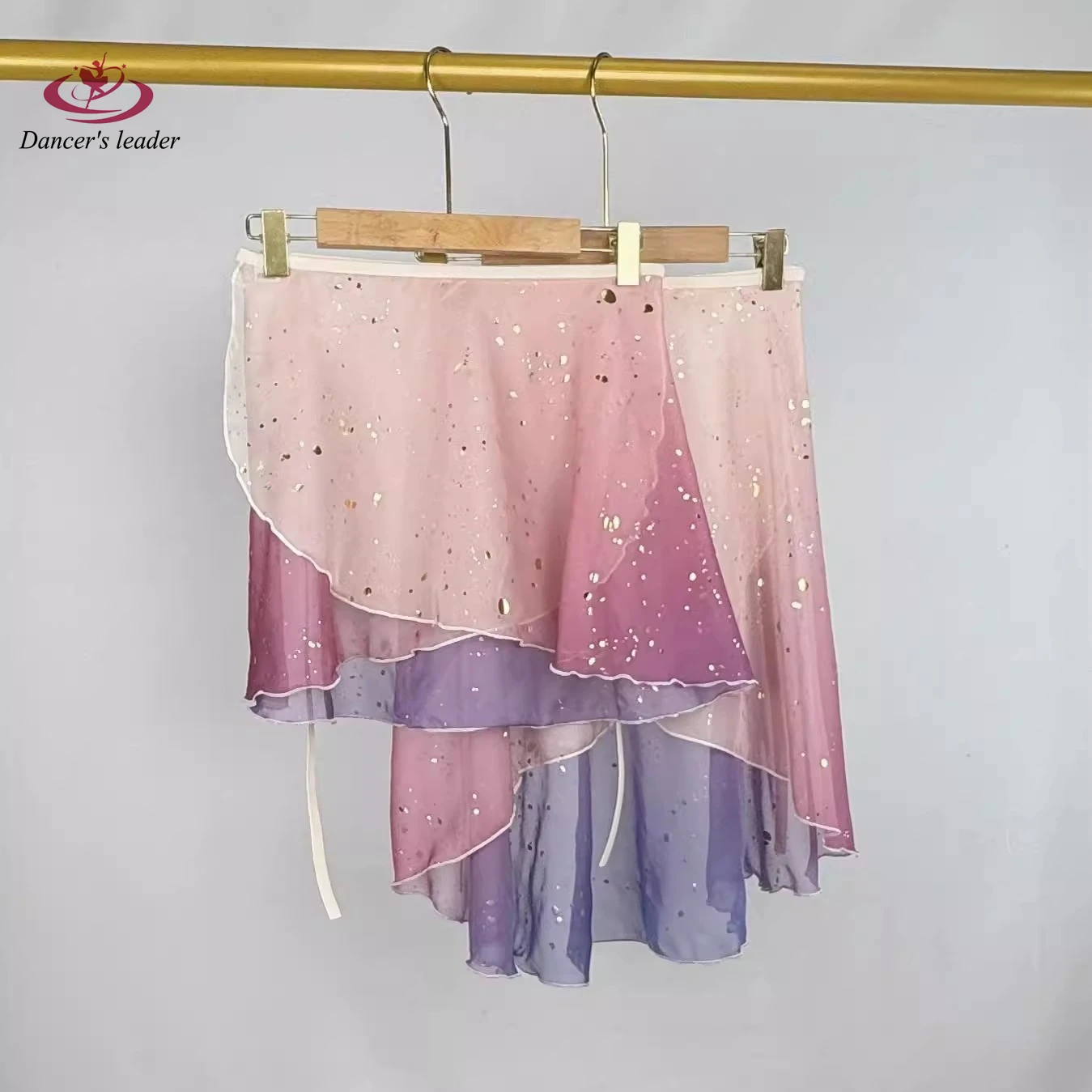 

Юбка с балетной вуалью, розовая фиолетовая юбка с градиентом для танцев на половину тела, цельная юбка с вуалью на шнуровке