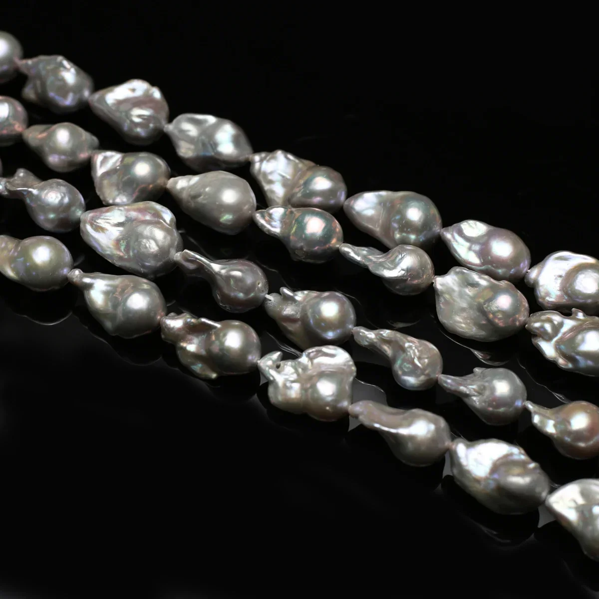 15x23-15x25mm AAAAAA Unique Form Gray Natural Freshwater Pearl Baroque Bead Women Jewelry Make DIY Necklace Bracelet Accessories
