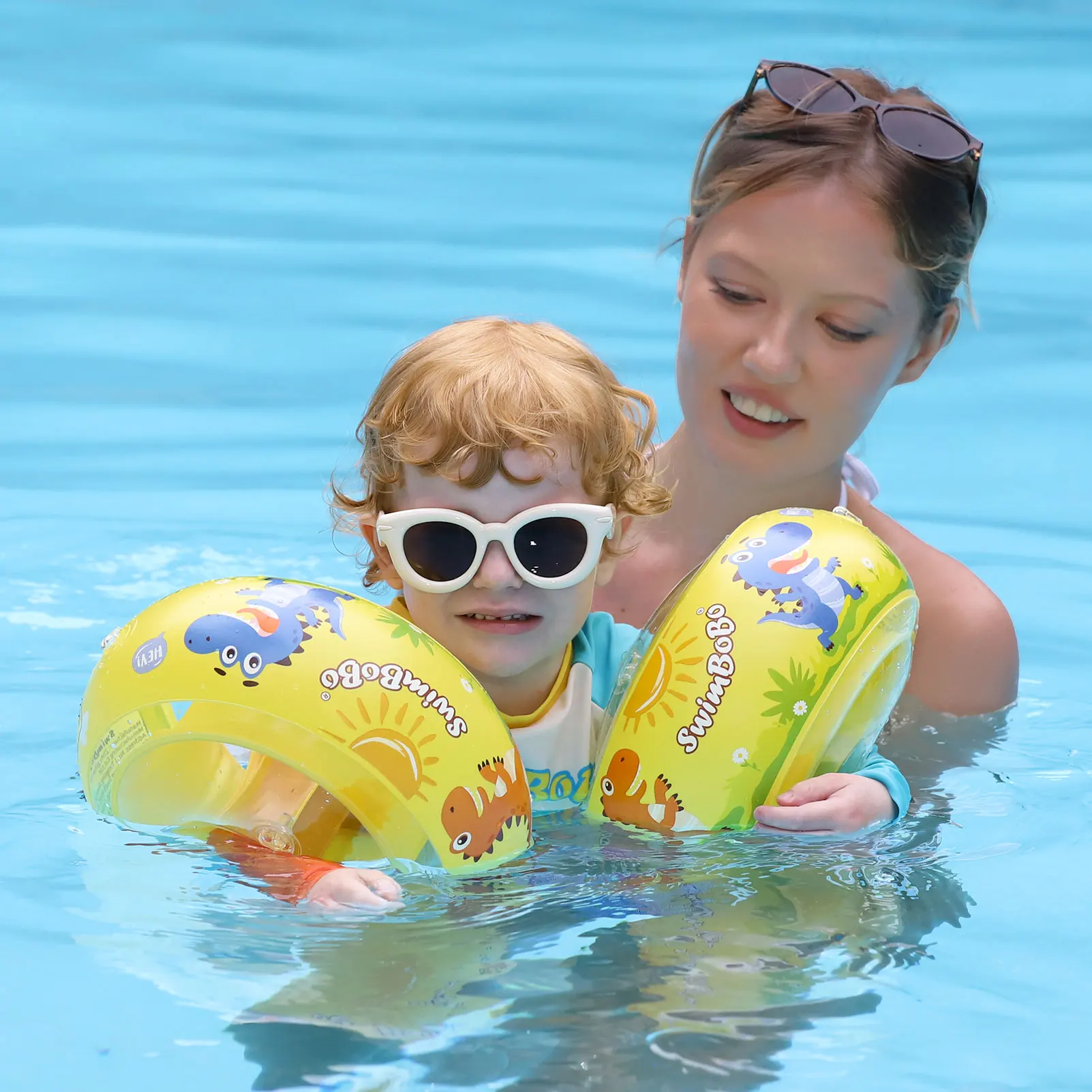 Swimbobo Yellow Summer Swim Adult Kids Boys And Girl Safe PVC Material Arm Float Armbands Inflatable Swimming Ring Water