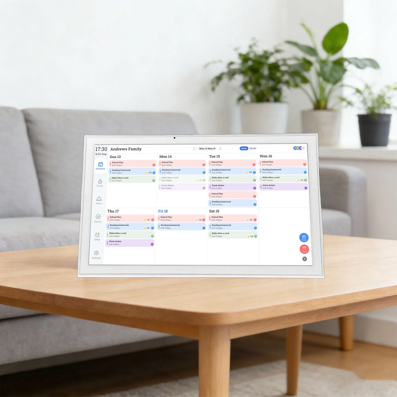 Digital Calendar Touchscreen 21.5in Electronic Chore Chart Smart Weekly Monthly Planner Wall Desk Family Planner Picture Frame
