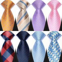 Luxury 8CM Mens Necktie Dot Plaid Stripes Floral Solid Ties For Man Groom Jacquard Woven Neck Tie For Business Wedding Party