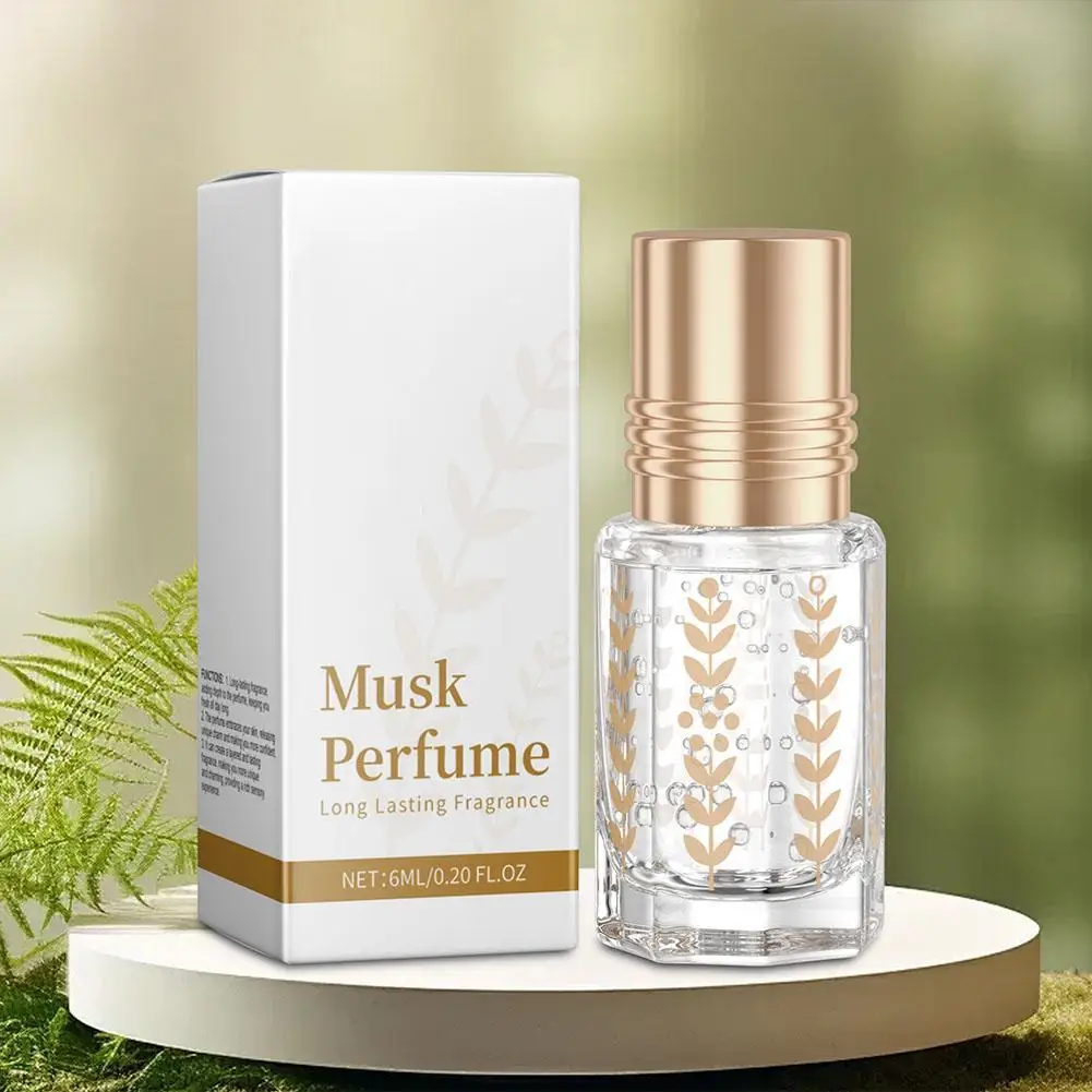 6ml Musk Oil Perfume Roller Bottle Long-Lasting Floral Fragrance Unisex Eau De Toilette Portable Stress Relief Deodorant