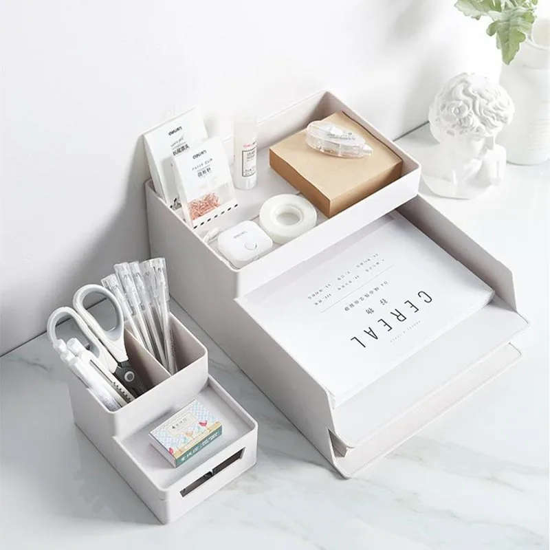 DIY Desktop Storage Box Desktop A4 File Rack Combination Set Folder Desk Shelf Drawer Desk Organizer Office Accessories