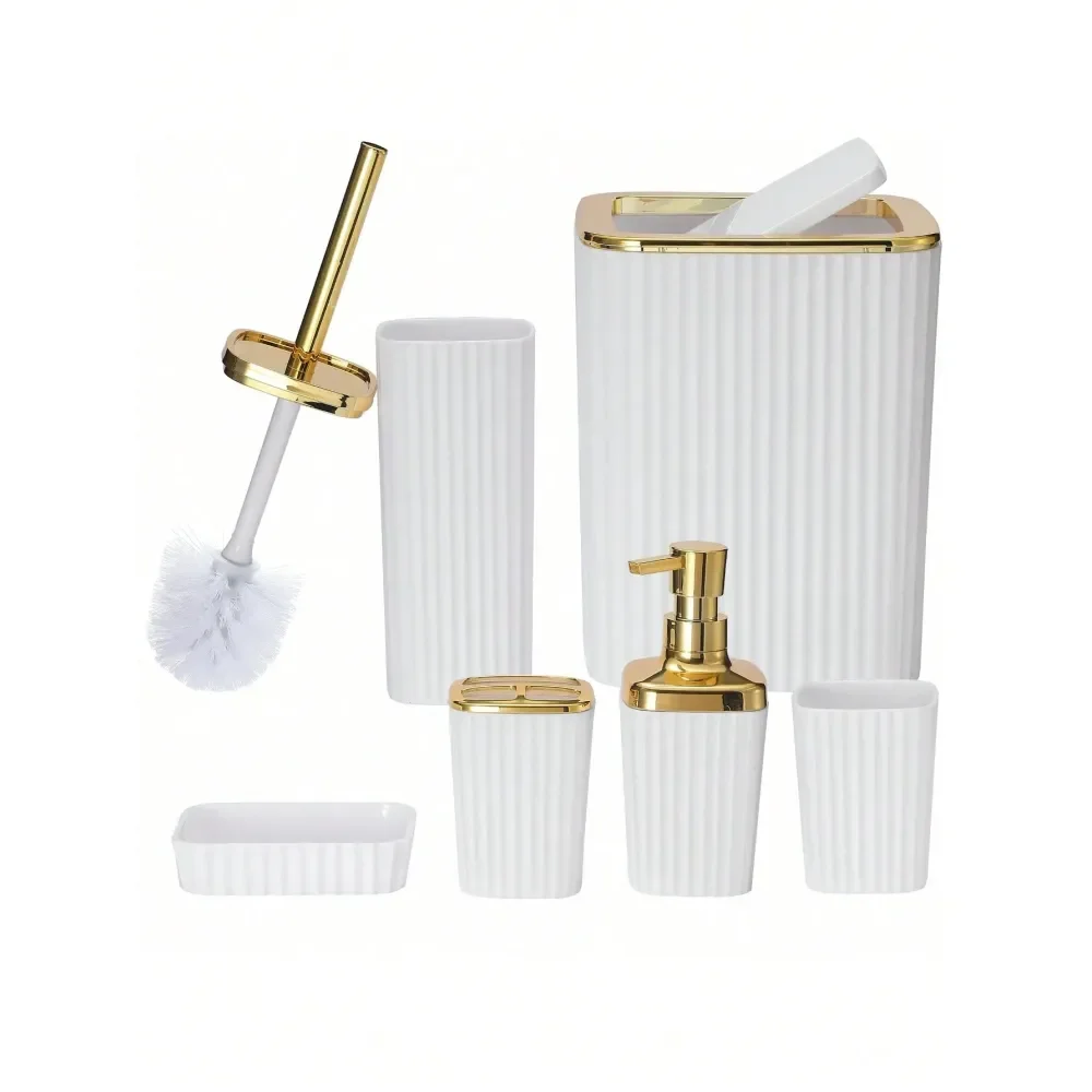 

Set Luxury Bathroom Accessories Set With Hydraulic Cup, Soap Dish, Toothbrush Holder, Etc For Home Use Home Bathroom Decor Bath