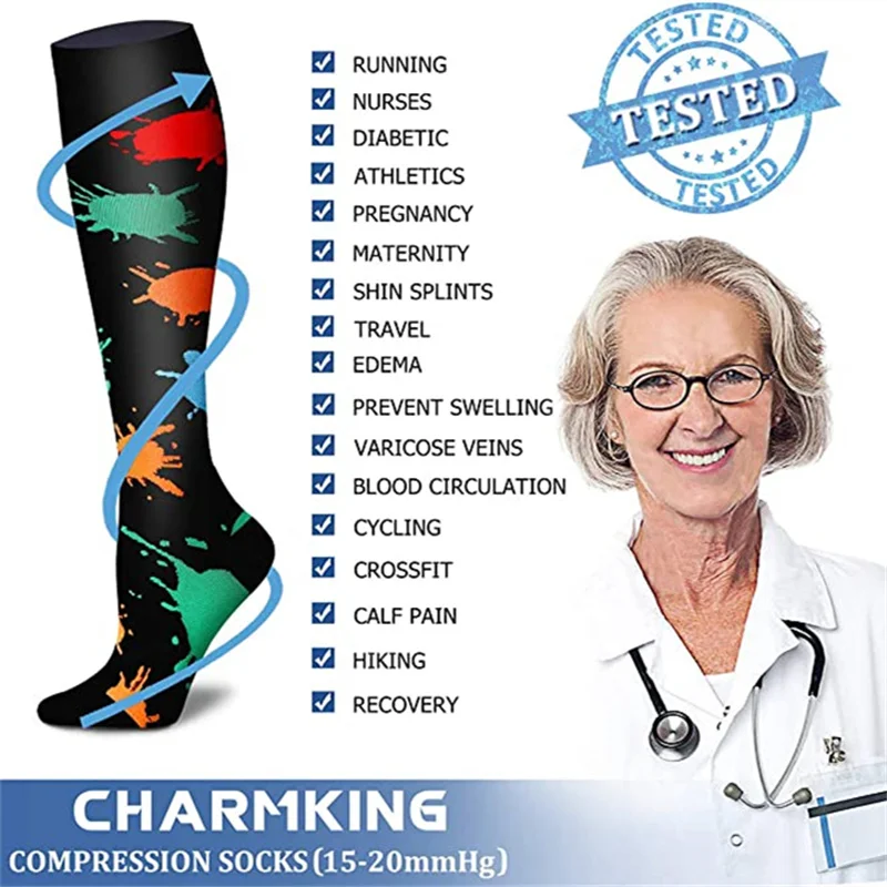 20 Styles Compression Stockings 20-30 Mmhg Medical Nursing Varicose Veins Edema Diabetes Pregnancy Socks Unisex Golfs Men Sport