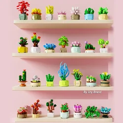 Creative Flower Bouquet City Friends Desktop Succulent Plants Bonsai Decoration MOC Model Building Blocks Toys for Girls Gifts