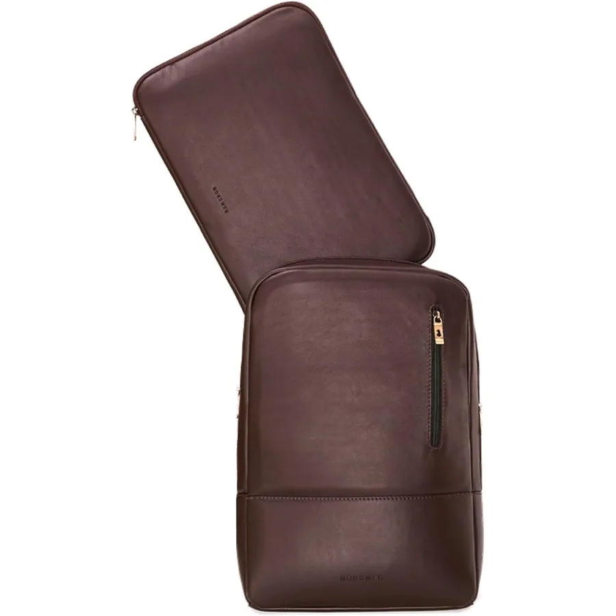 حقيبة ظهر للكمبيوتر المحمول من Nordweg Nomad NW089A خفيفة الوزن للعمل والسفر تناسب أجهزة الكمبيوتر المحمولة حتى 15.6 بوصة باللون البني