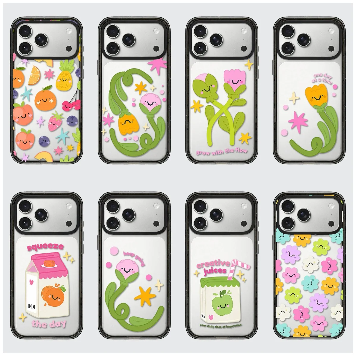 

Cartoon Plants Fruits Acrylic Black Border Magnetic Phone Cover for IPhone 12 13 14 15 16 17 Pro Max Case for IPhone 17 Air