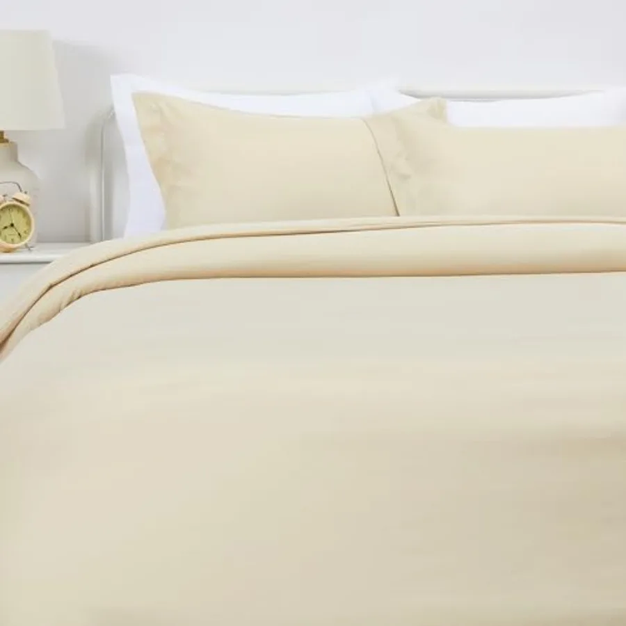 

Lightweight Microfiber 3-Piece Duvet Cover Set with Zipper Closure, Full/Queen, Beige, Solid