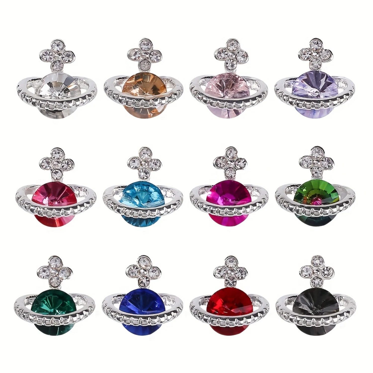 30 Piece Planetary Nail Charm Set with Rhinestones