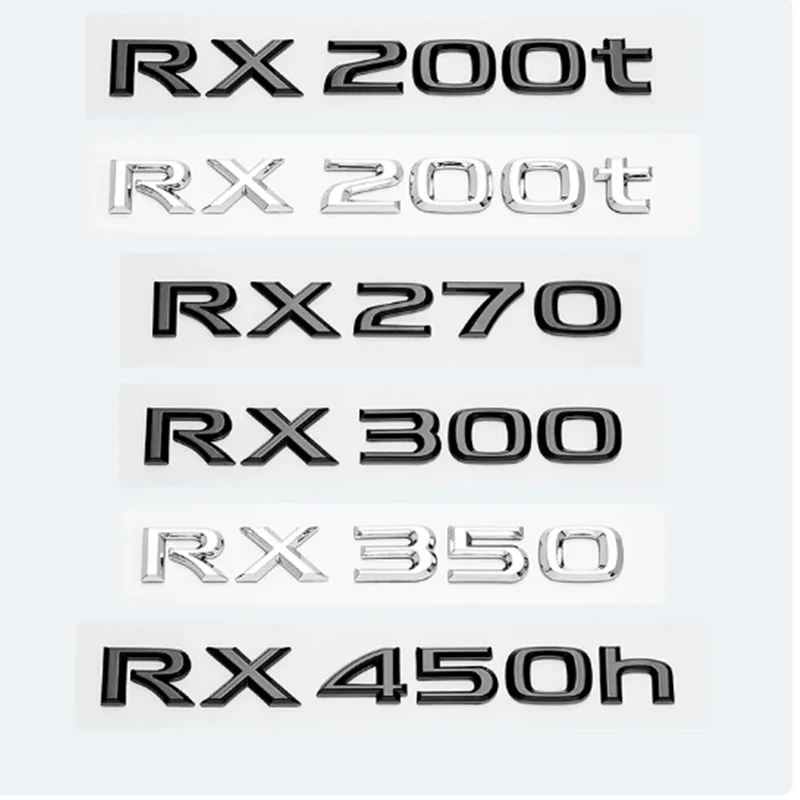 3D Chrome Glossy Black ABS RX200t RX270 RX300 RX350 RX450h RX450hL HYBRID Emblem for LEXUS Car Trunk Trunk Rear Logo Sticker