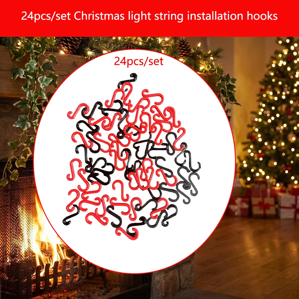 24-Pack Invisible 1.8cm Christmas Light String Installation Auxiliary Hooks, Mini Convenient and Quick Hooks for Holiday Decorations