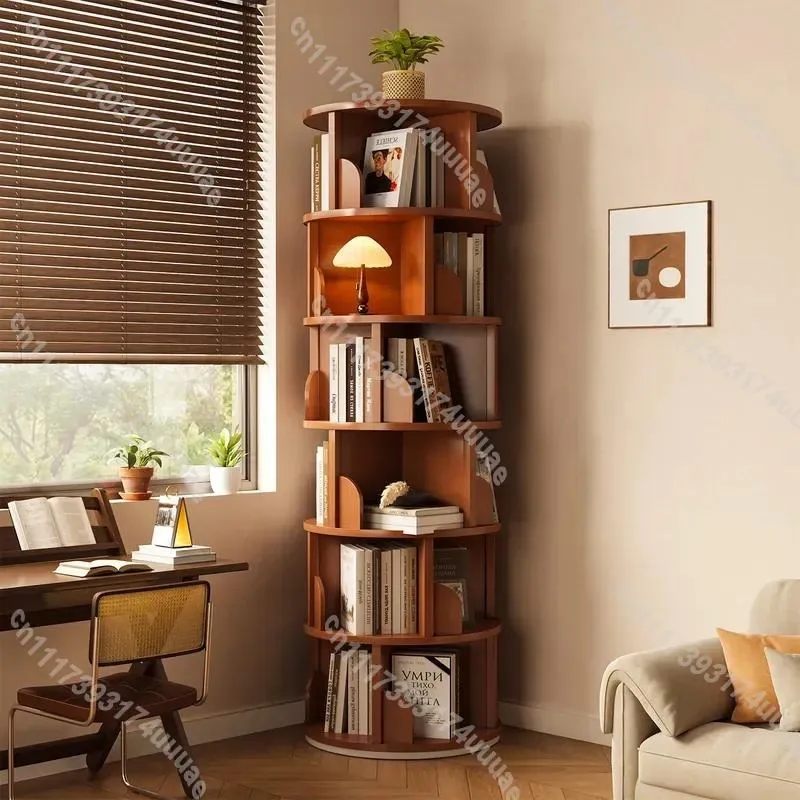 360‑Degree Rotating Spinning Bookcase, Movable Floor Storage Cabinet For Living Room Kids Home Organizer