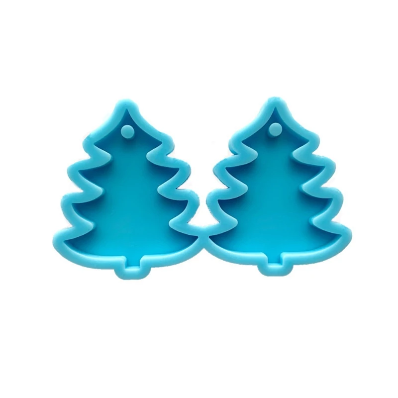 ZB91 Eardrops Ear Stud Dangles Casting Mold UV Crystal Resin Epoxy Mold DIY Cute Christmas Pine Tree Earrings Silicone Mold