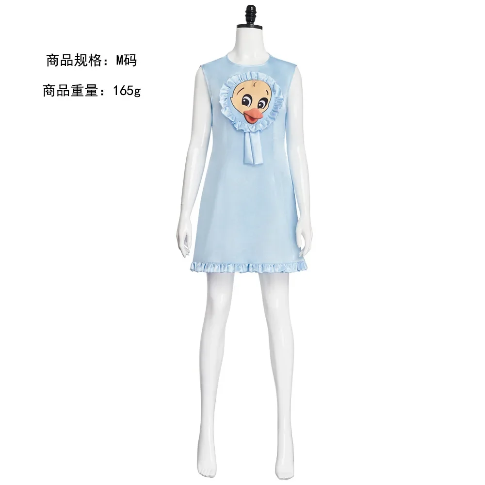 Cry Girl Cosplay Costume For Woman Sleeveless Sky Blue Print A Line Dress Girl Halloween Party Girl Dress Suit