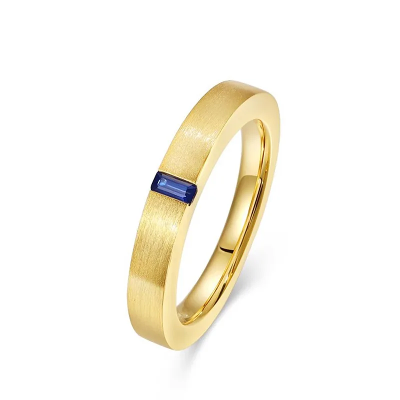 Santorini Love Sapphire Couple Ring Italian Handmade Brushed Inlaid Blue Sharp Crystal Gold Plated Men And Women's Pair Ring - Image 6