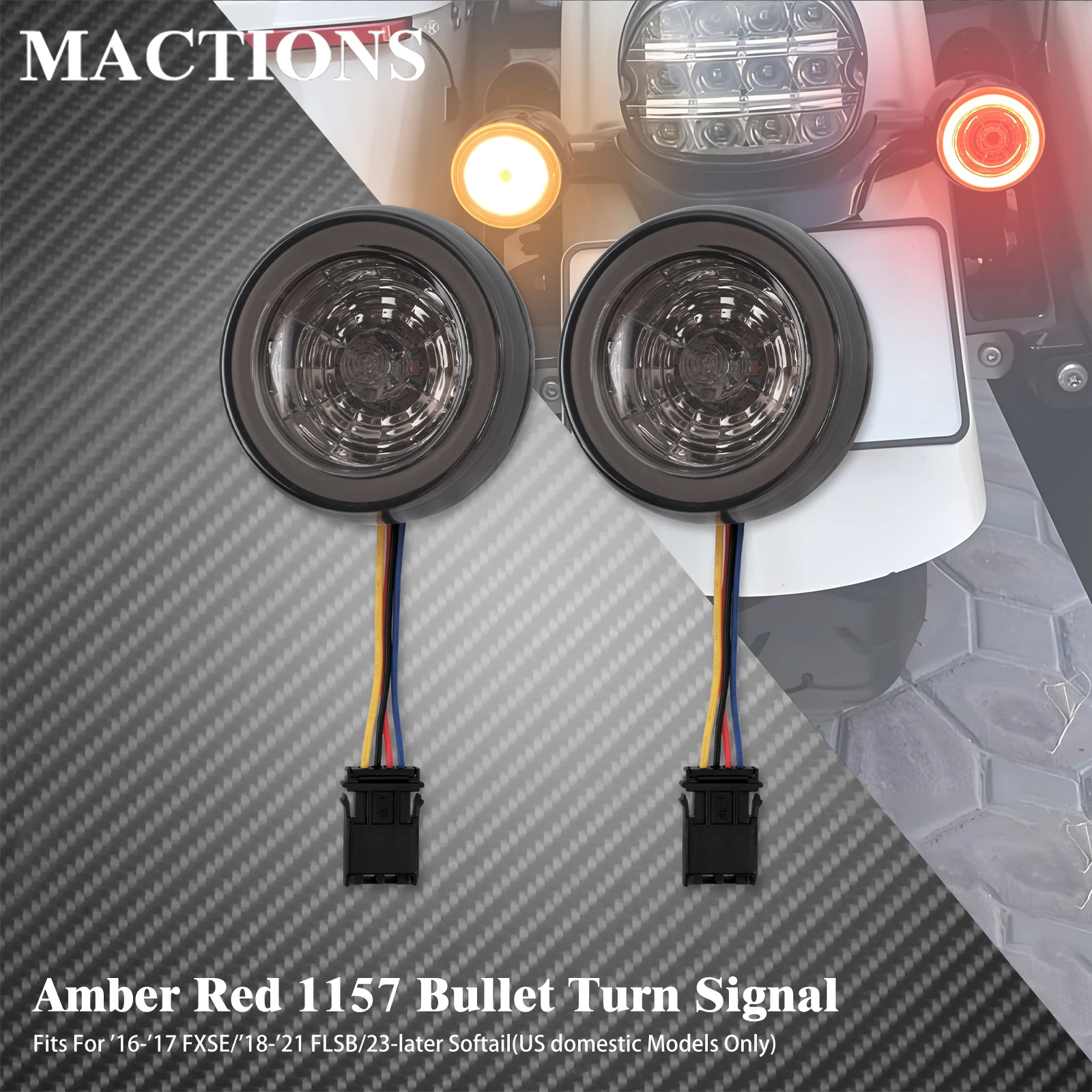 Motorcycle Rear LED Turn Signal Inserts Light Bullet Style Lamp For Harley Softail Sport Glide FLSB 2018-up Breakout FXSE 16-17