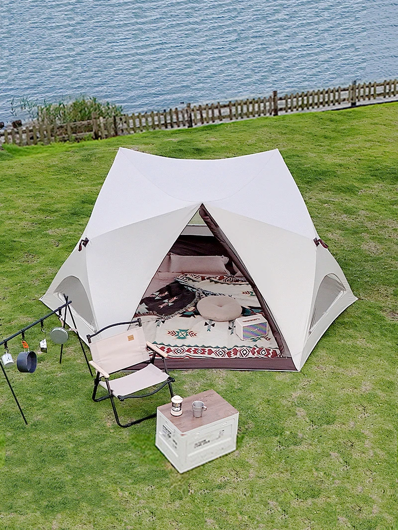 Lohascamping Seaside Beach Automatic Tent Quick Open Tent Outdoor Portable Folding Camping Hexagonal Tent 4-6 People Pop Up Tent