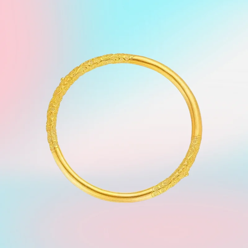 

Новый браслет из настоящего золота 9999, желтое золото 24 карата, древний цветок баухинии, вьющийся травяной узор, наследие